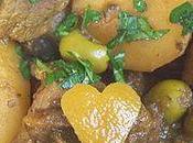 Tajine viande pommes terre olives