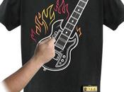 t-shirt font guitare batterie