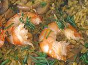 Rizotto champignons crevettes géantes