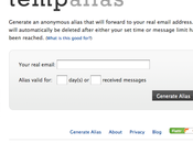 Restez anonyme avec Tempalias
