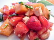 Salade fraises, melon, tomates feta