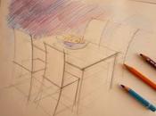 Dessiner table chaises crayons couleur mine plomb