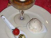 Baba courgette basilic, accompagné d'une boule glace chèvre/miel/thym