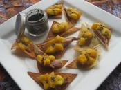 Tapas magret canard mangue chips raviolis chinois noir d'Hawaï