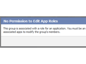 Facebook error message: This group associated with role application