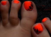 Nail PIEDS feuillage fluo