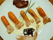 Foie gras poele langoustines, sauce vinaigre jaune