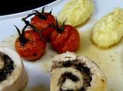 Ballotines volaille champignons, ecrasee pommes terre tomates confites