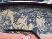 L’homme fait votre voiture poussiéreuse oeuvre d’art