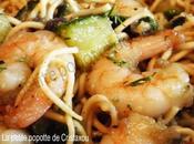 Crevettes sautees gingembre, coriandre courgettes