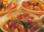 Salade fraises kumkats, infusion verveine, quelques baies roses