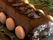 Bûche mousse chocolat coeur crème brûlée glaçage /caramel