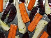 Légumes-racines (carotte, betterave, panais) rôtis four