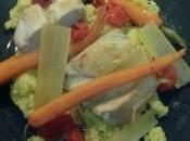 Couscous poulet safran, tomates confites, carottes céleri cumin