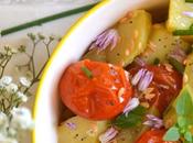 Salade pommes terre, tomates cerises rôties aromates Sauce citronnée