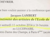 Dans l’intimité artistes l’Ecole Paris Lucernaire Octobre 2014