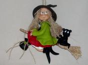 Sorcière avec p'tit chat suspendre