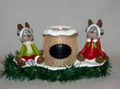 Porte-bougie avec couple renne Noël réalisé porcelaine froide