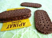 biscuits diététiques complets cacaotés fourrés chocolat praliné noisette seulement kcal (riches fibres)