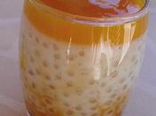 Perles Japon lait coco caramel nappé coulis mangue