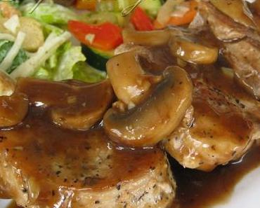 Médaillons de porc, sauce aux champignons