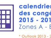 calendrier Outlook congés scolaires 2015-2016