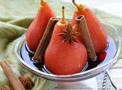 Poires pochées rouge