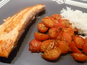 Pavé saumon tomates cerises caramélisées miel