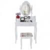 Songmics tiroirs -Coiffeuse blanc-table maquillage avec miroir tabouret 40cm RDT77W