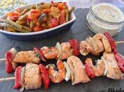 Brochettes saumon crevettes