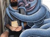 artiste incruste monstres dans photos prises métro new-yorkais