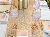 Décorations table pailletées rose dorées