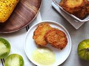 Beignets tomates vertes, sauce yaourt épis maïs