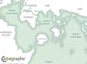 Quand oceans sont centre monde, carte Spilhaus