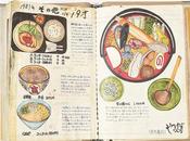 chef japonais illustré recettes pendant dans carnet croquis