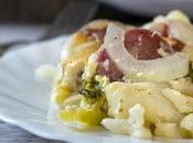 Gratin saucisses brocoli chou-fleur