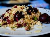 Salade bourghoul, cerises fruits secs.