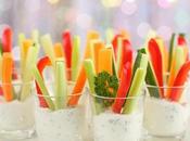 Verrines Express Apéritif avec mascarpone, carotte, concombre, céleri poivron rouge.