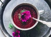 Soupe froide betterave rouge framboises