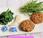 Galettes lentilles accompagnées tagliatelles bourrache d'une sauce algues-moutarde (Vegan)